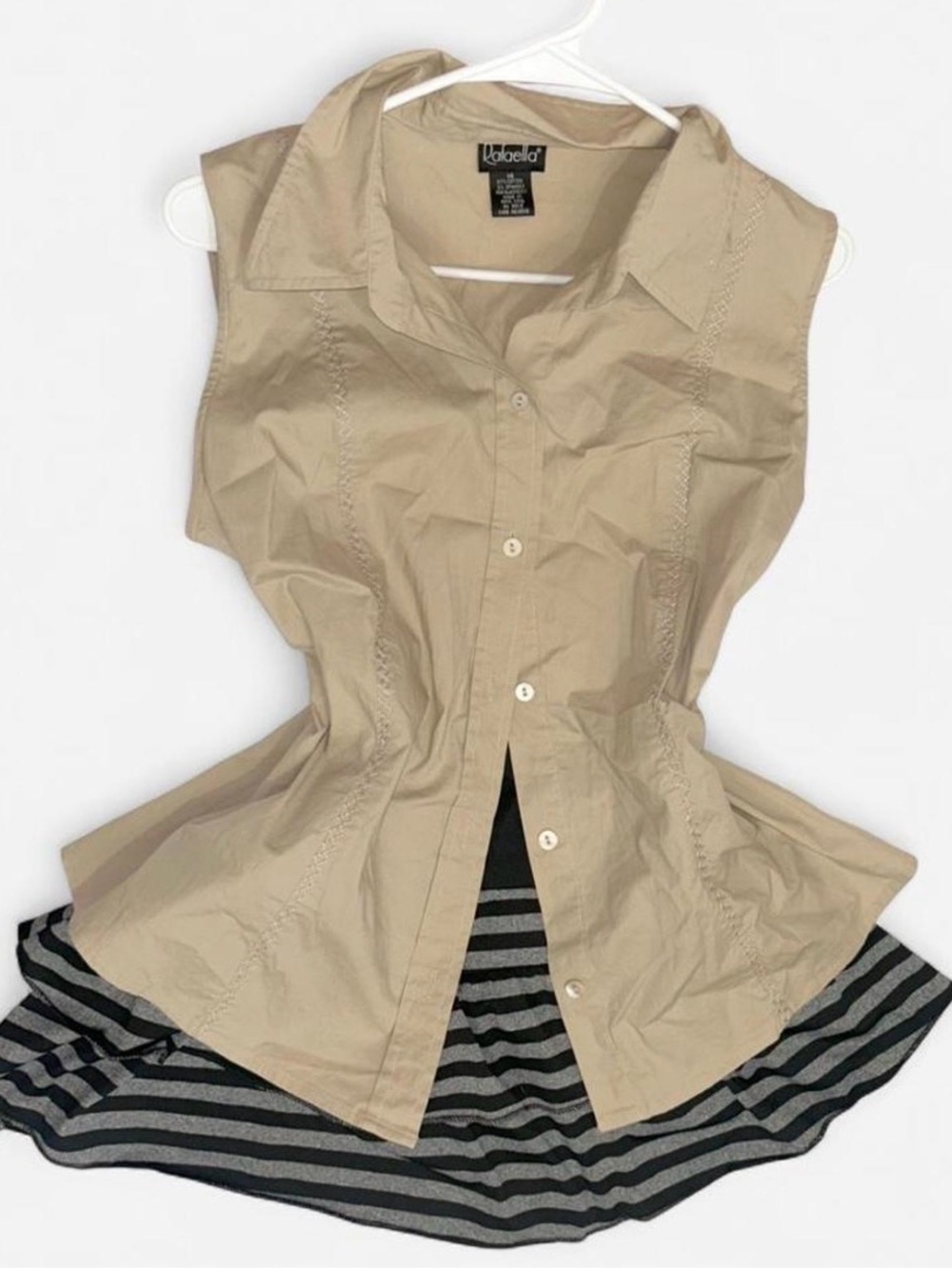 Rafaella Tan Sleeveless Button-Front Shirt